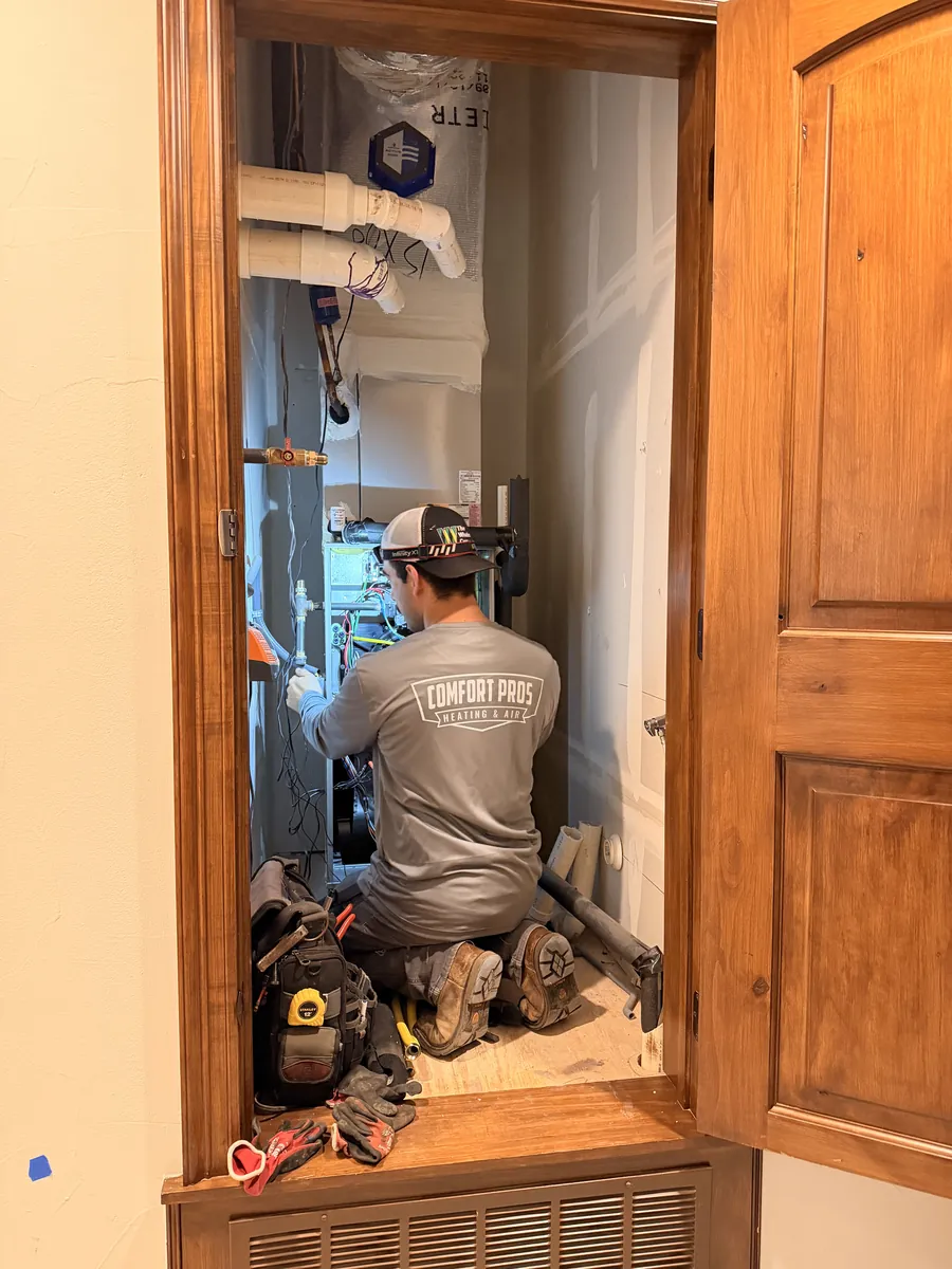 HVAC ductwork inspection in a Leander, Texas home